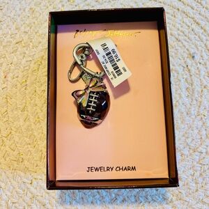 Betsey Johnson Football Bow and Heart Keychain/Bag Charm, NWT